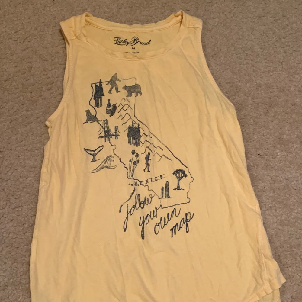 Lucky Yellow Sleeveless Tank Top California XS